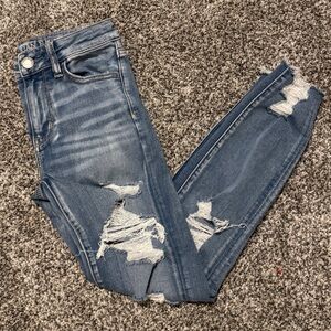 American Eagle Outfitters Ripped Blue Skinny Jeans